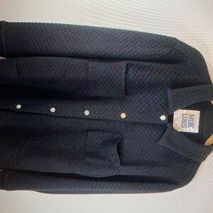 Muk luks black quilted button down long sleeve shacket